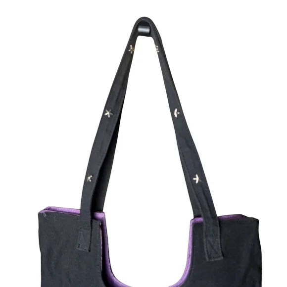 Disney Eeyore Tote Bag Donkey Winnie Pooh Butterflies Stars Black Purple EUC - Picture 4 of 12